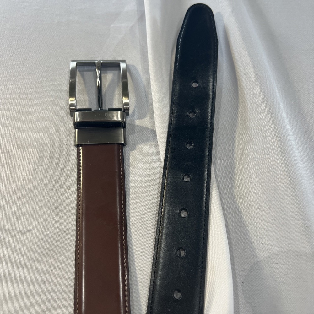 Mens Size 36 Black‎ or Brown Dress Leather Belt  Reversible 468